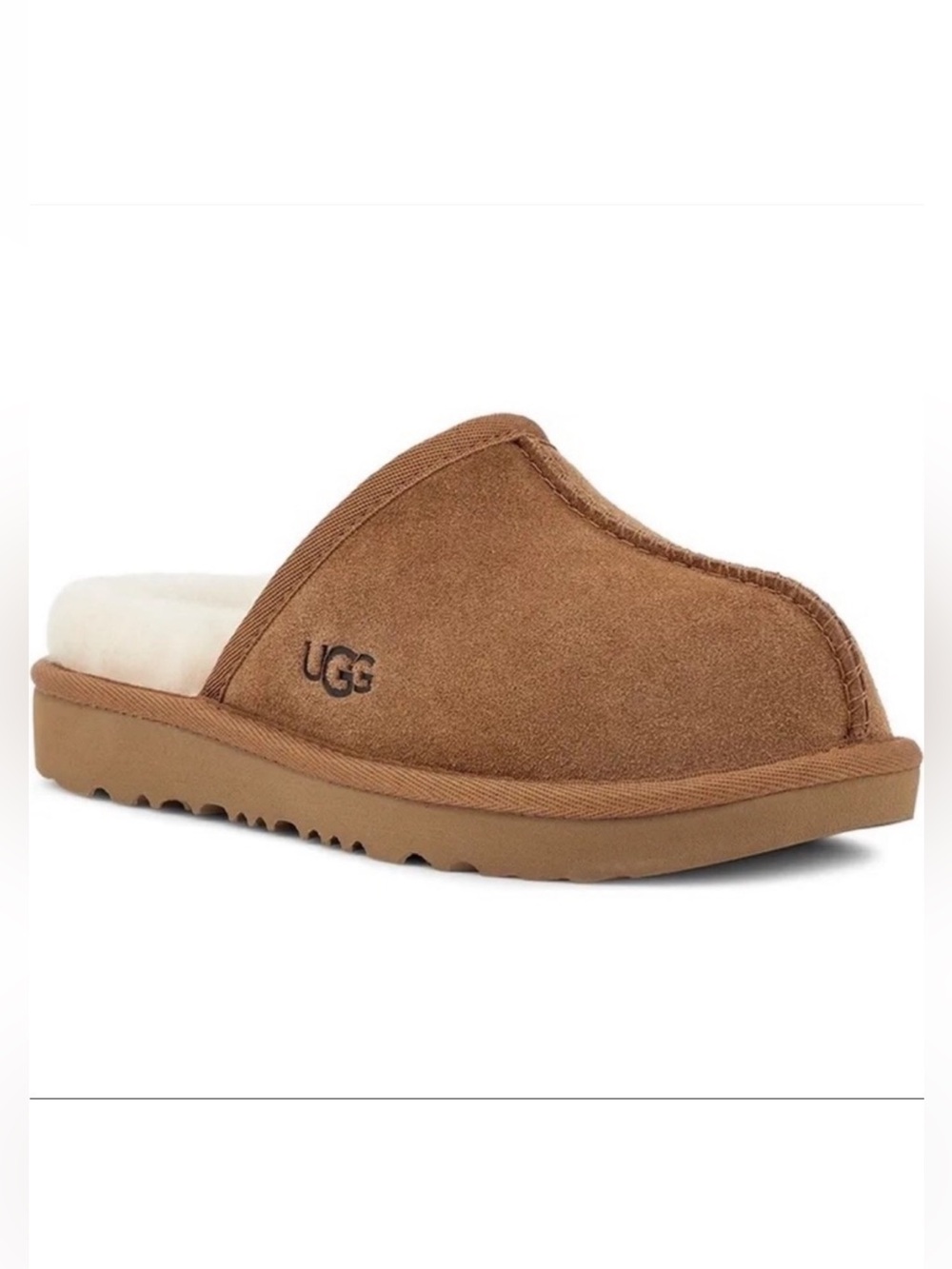 UGG Keegan Chestnut Suede Shearling Slide Slippers Kids Size 12 Cozy Comfort - Picture 5 of 12